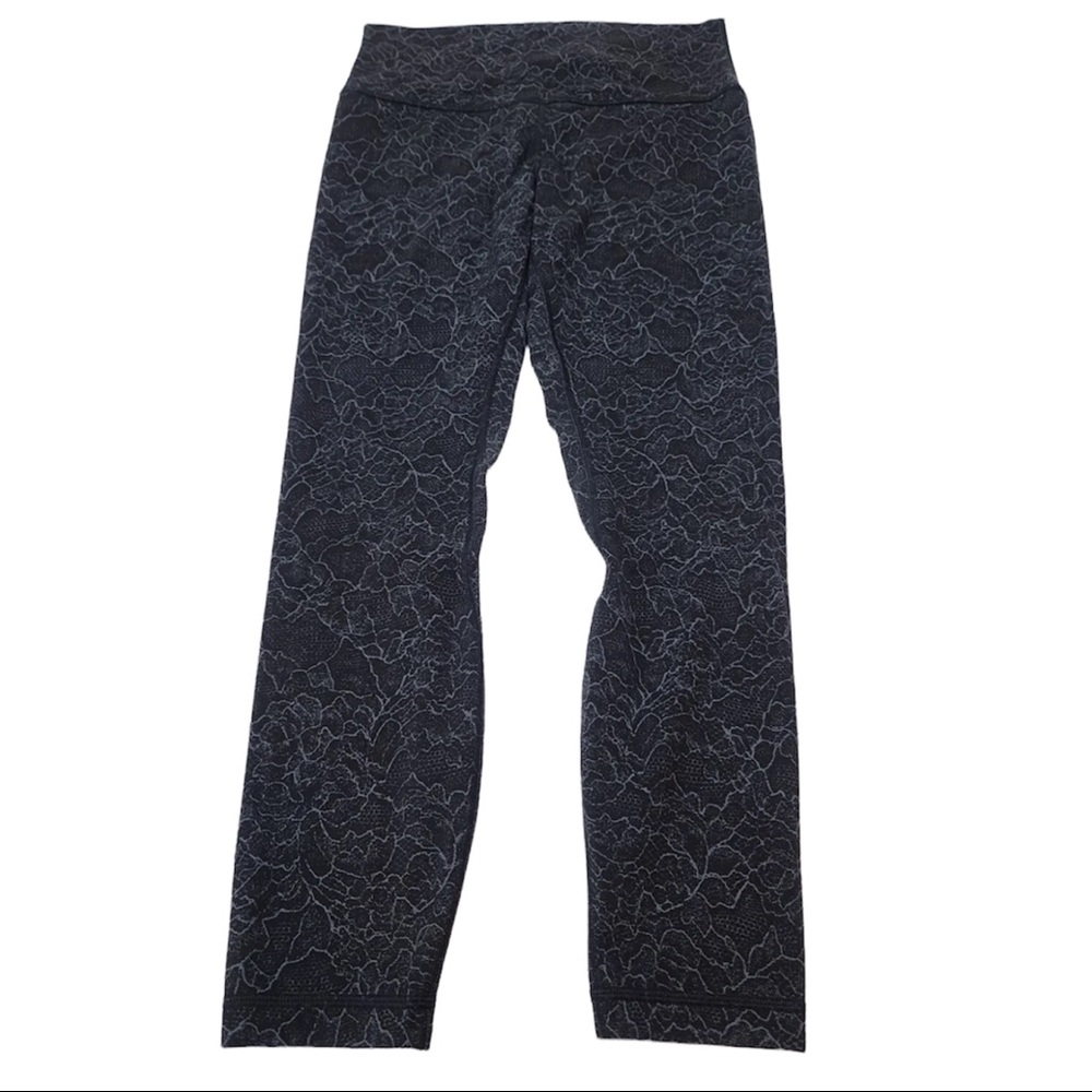 Lululemon Align Pant II 25" Lacescape Dark Cast Black Gray Nulux Size 8 Womens